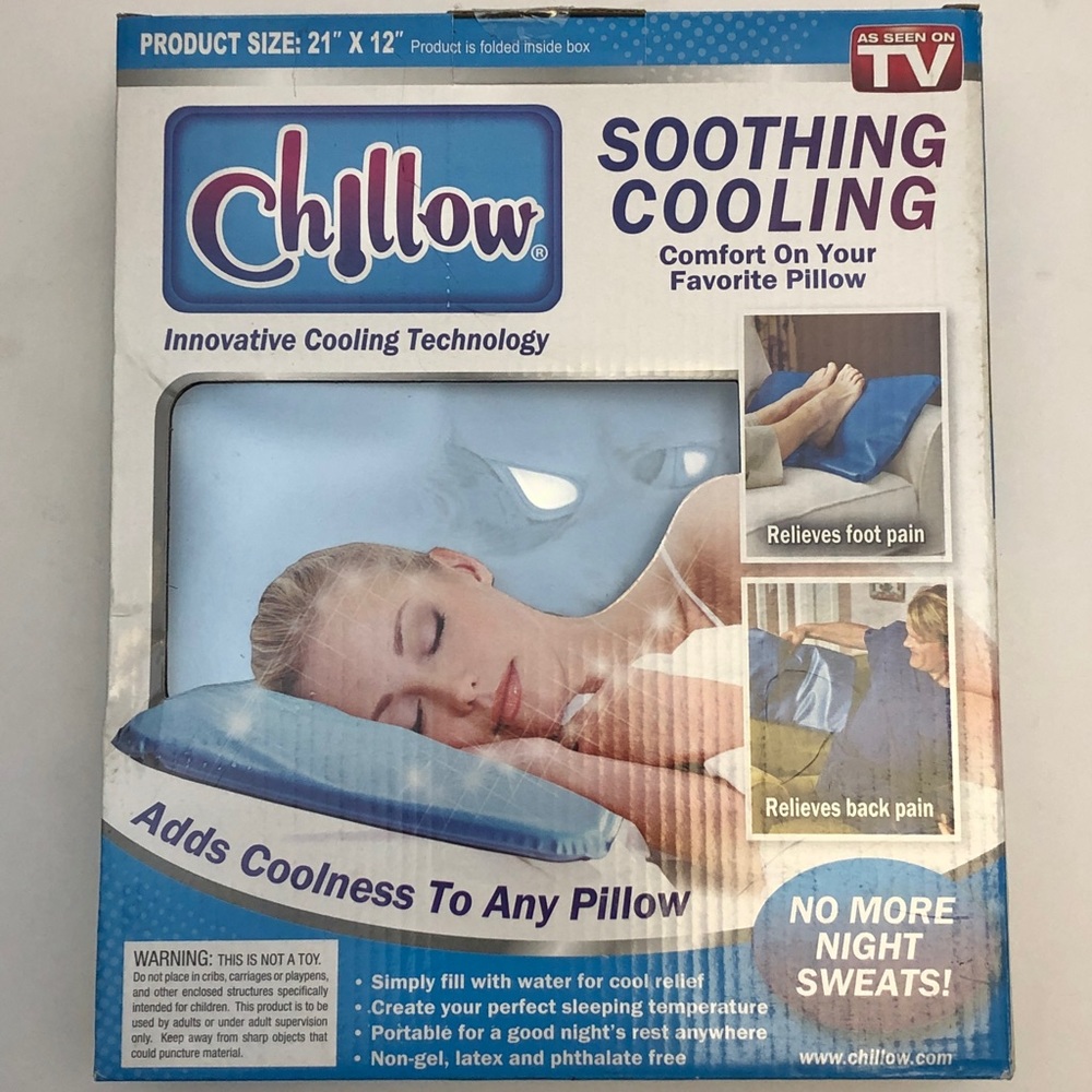 Chillow Cooling Relief Comfort Soothing Fluid Filled Cool Pillow Pad